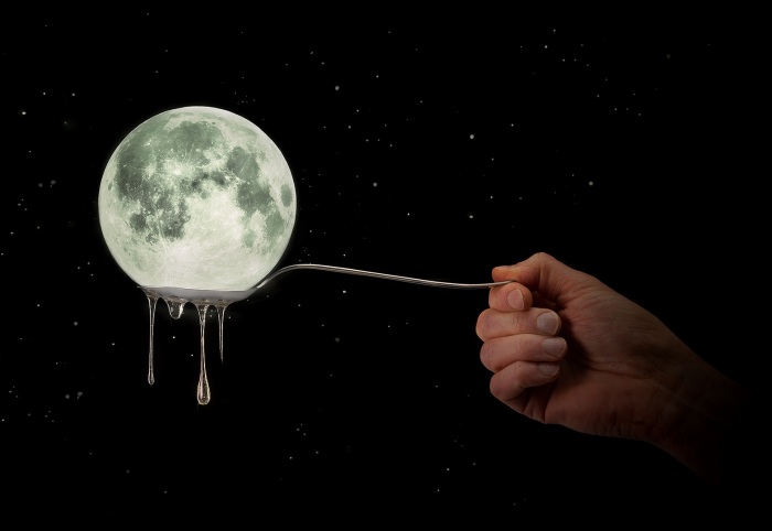 Spoon and a dripping Moon